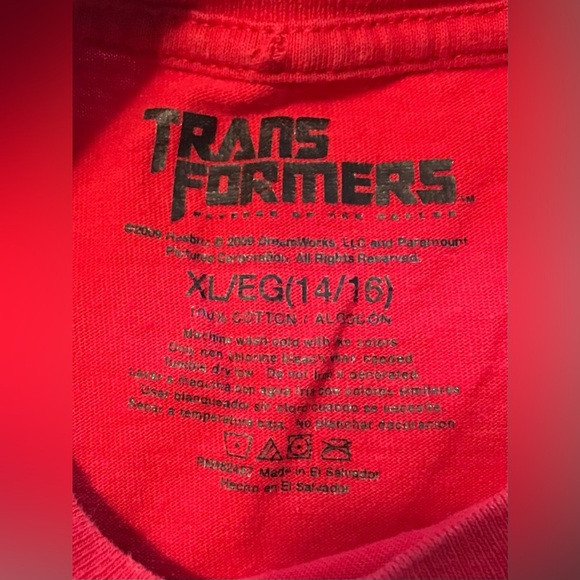 Transformers Red T-Shirt Kids Size XL 14/16 - Picture 4 of 4